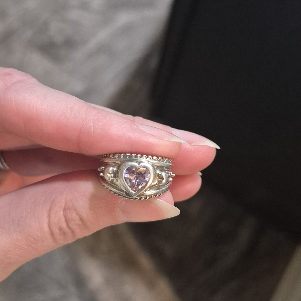 Avon Silver Ring with Purple Heart Stone